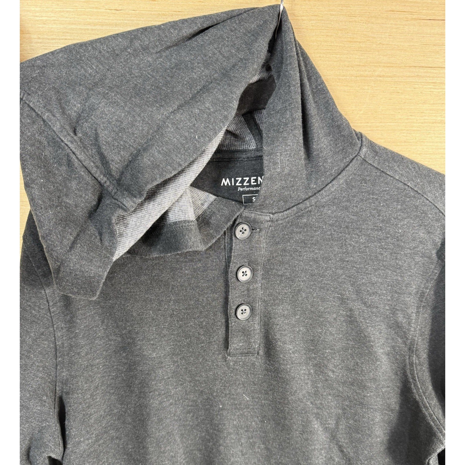 Mizzen Main Hoodie Mens Small Heather Henley Performance Gray